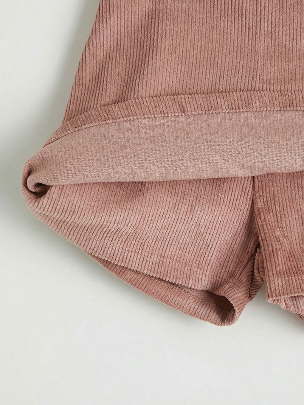 Pembe Beli Lastikli Kadife Kız Çocuk Şort Etek-1
