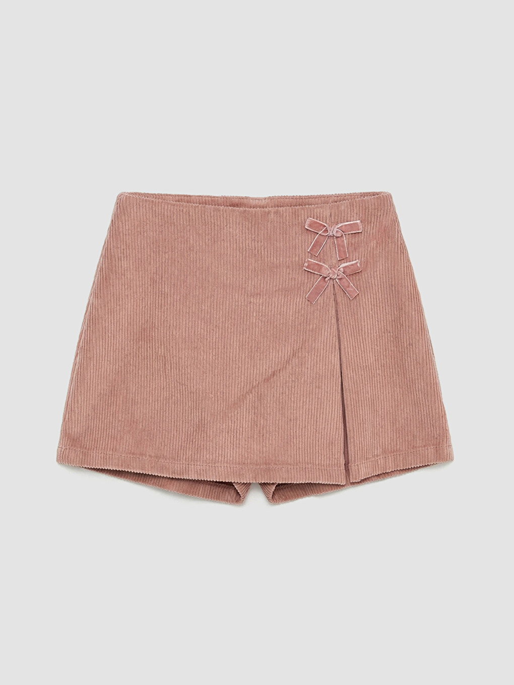 Pembe Beli Lastikli Kadife Kız Çocuk Şort Etek