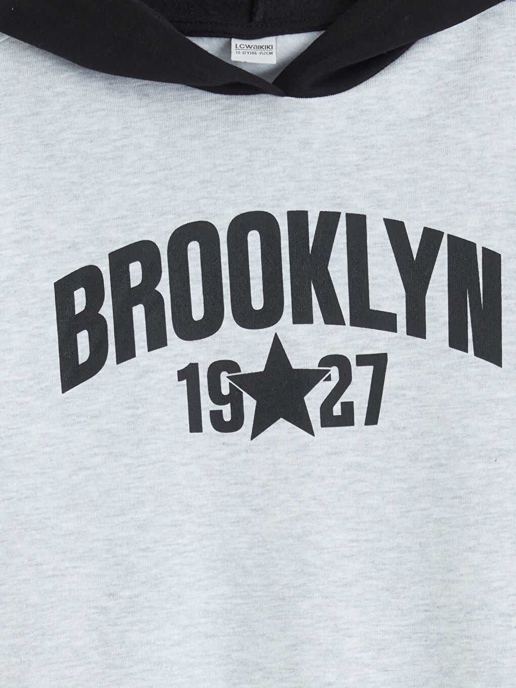 Gri Kapüşonlu Kız Çocuk Kalın Sweatshirt-1