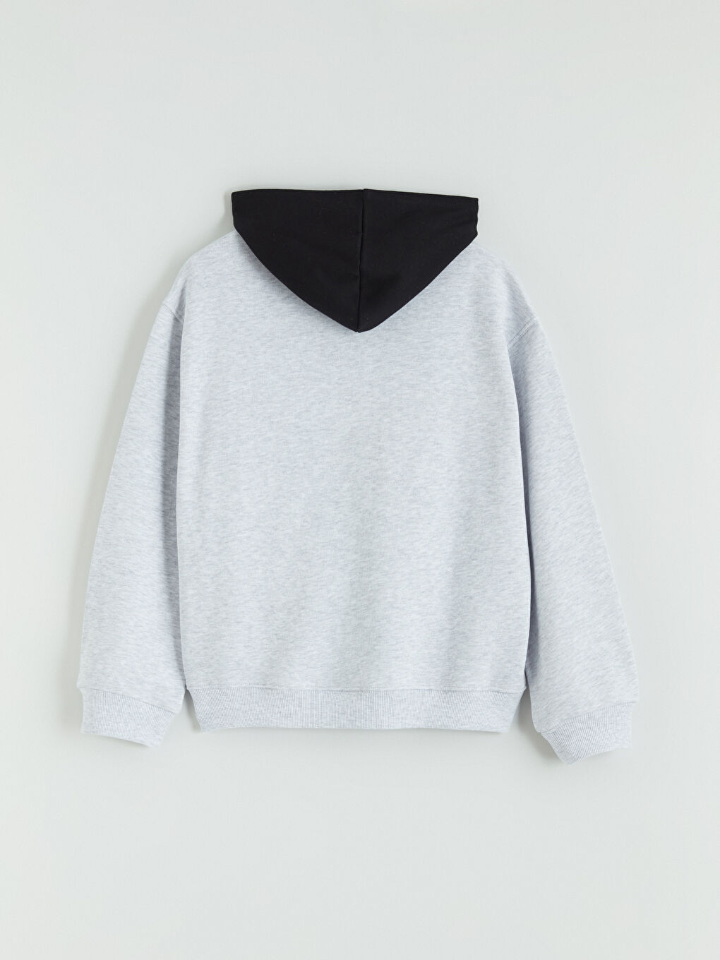 Gri Kapüşonlu Kız Çocuk Kalın Sweatshirt-3