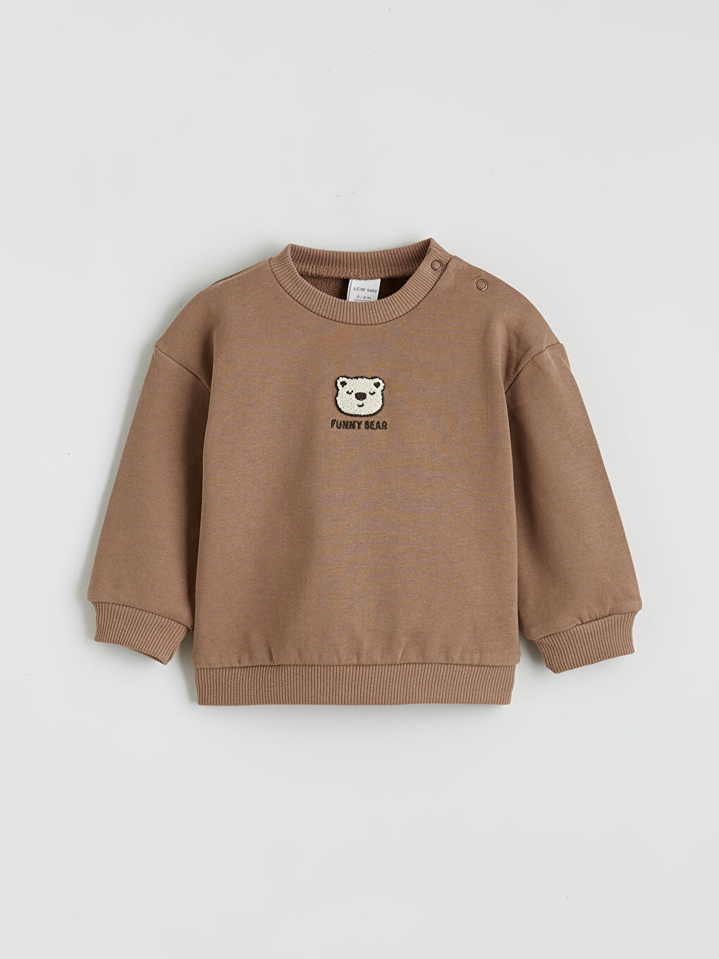 Kahverengi Ayıcık Nakışlı Erkek Bebek Sweatshirt ve Eşofman Altı-1
