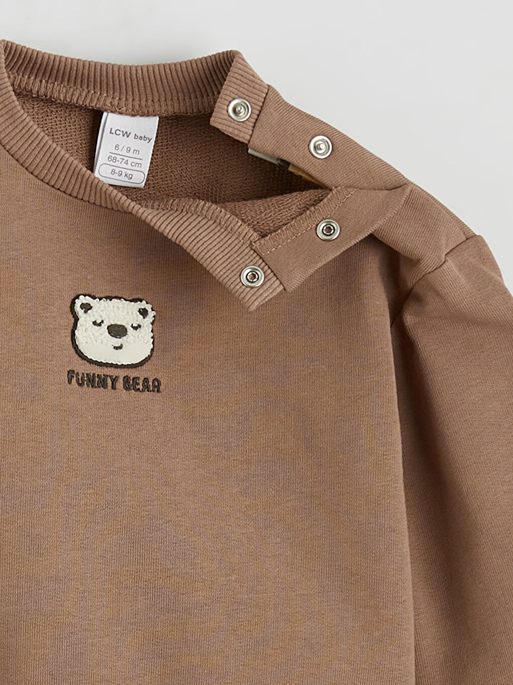 Kahverengi Ayıcık Nakışlı Erkek Bebek Sweatshirt ve Eşofman Altı-2