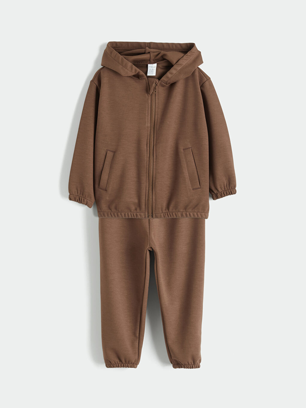 Kahverengi Kapüşonlu Erkek Bebek Eşofman Takımı