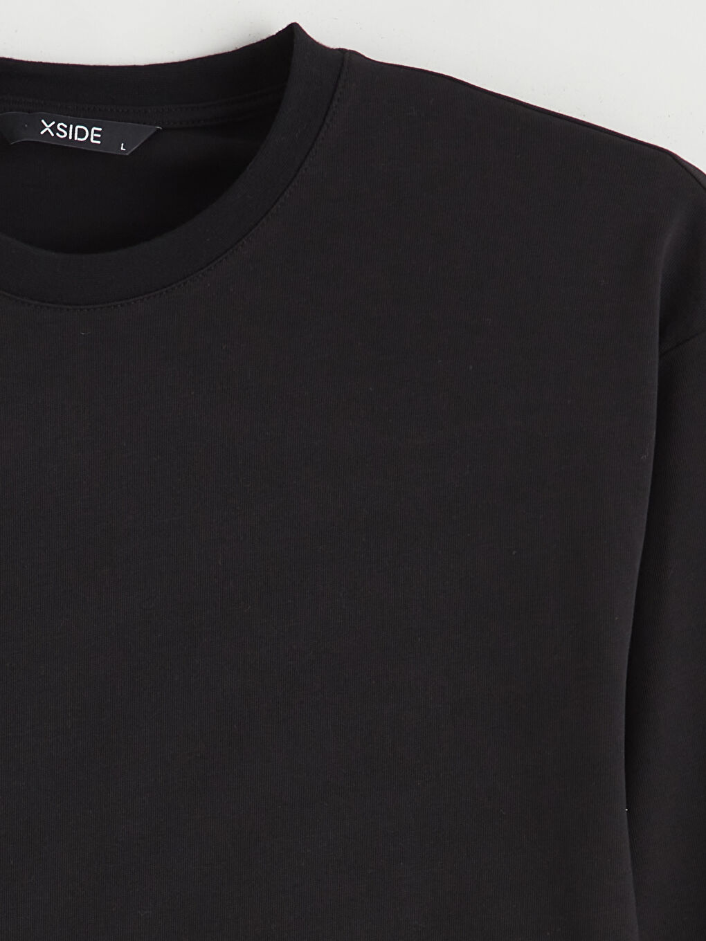 Siyah Bisiklet Yaka Erkek Sweatshirt-1