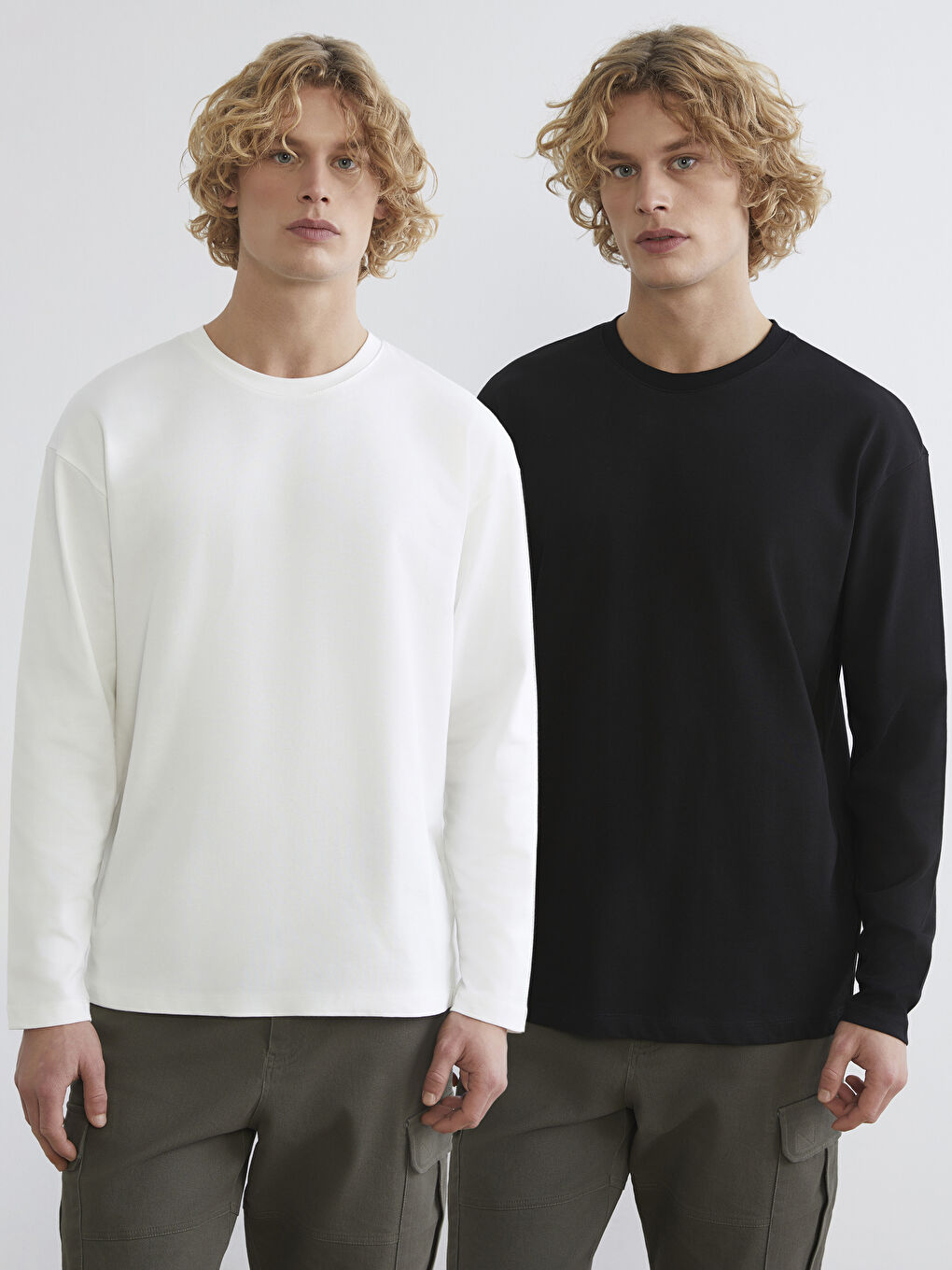Crew Neck Long Sleeve Men's T-Shirt 2-Pack