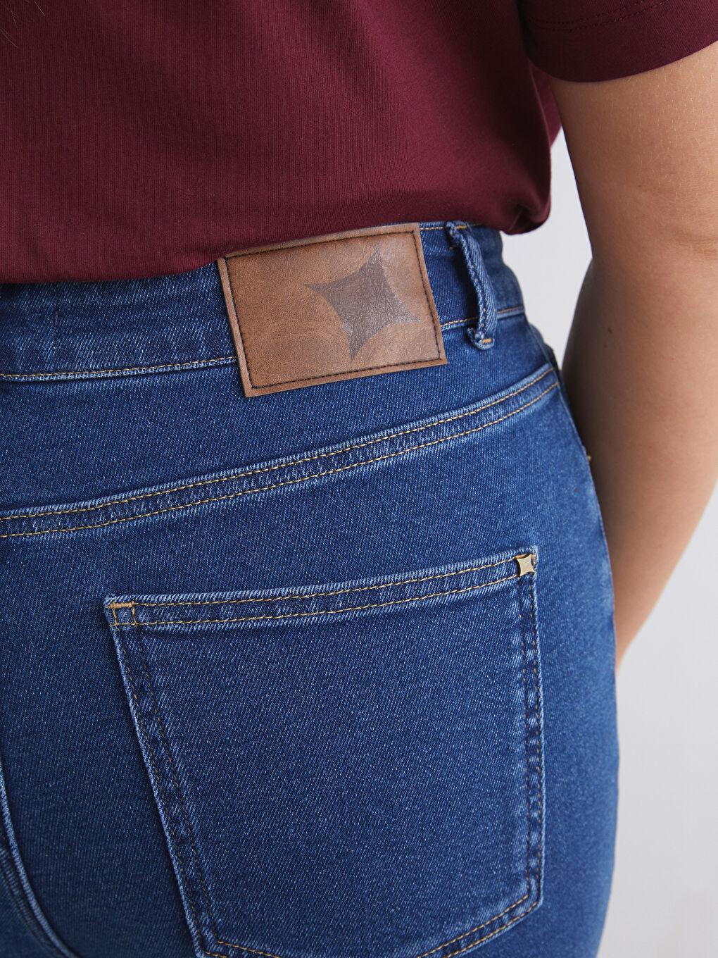 Lacivert Büyük Beden Flare Kadın Jean Pantolon-2