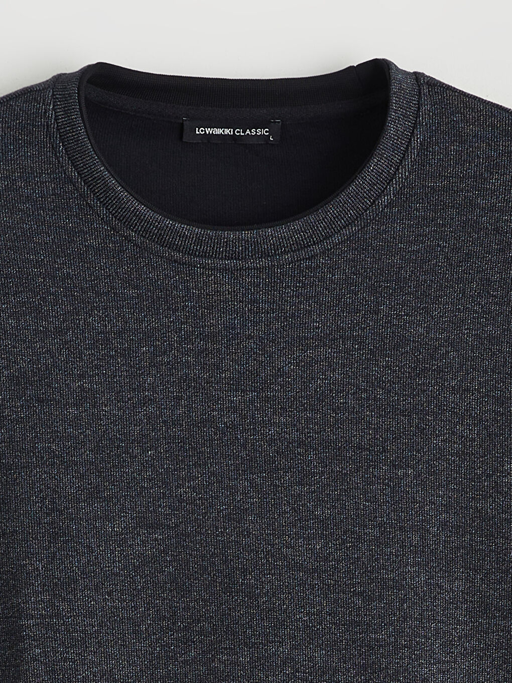 Siyah Bisiklet Yaka Erkek Sweatshirt-5