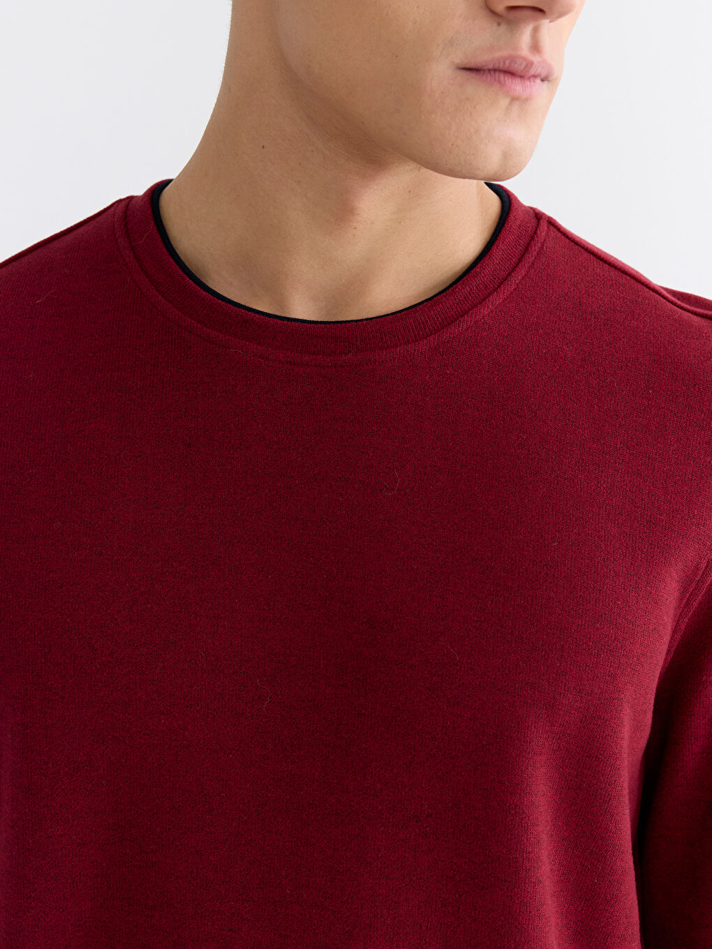 Kırmızı Bisiklet Yaka Erkek Sweatshirt-2