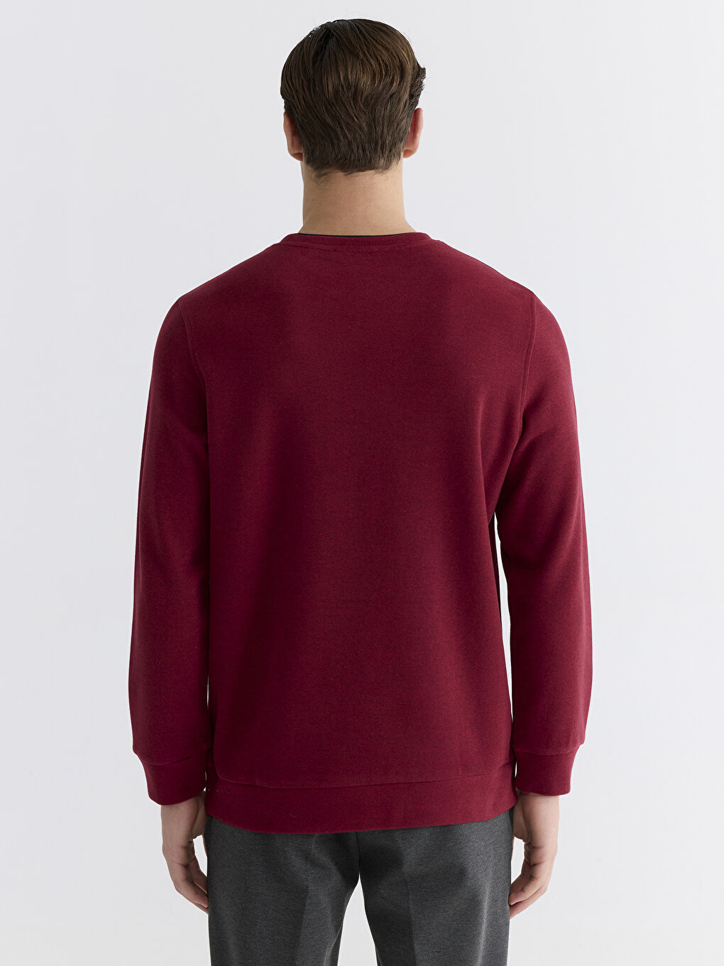 Kırmızı Bisiklet Yaka Erkek Sweatshirt-3