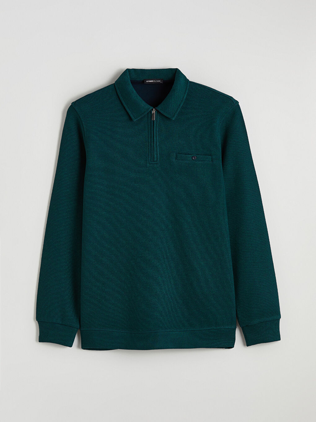 Yeşil Polo Yaka Erkek Sweatshirt-4