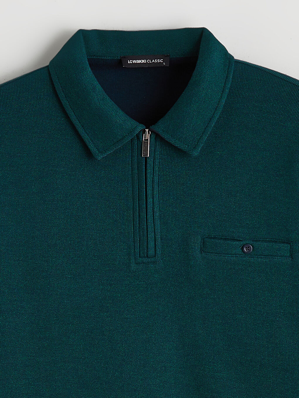 Yeşil Polo Yaka Erkek Sweatshirt-5