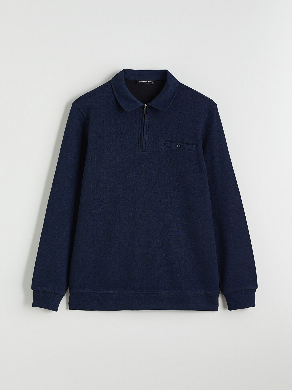 Lacivert Polo Yaka Erkek Sweatshirt-4