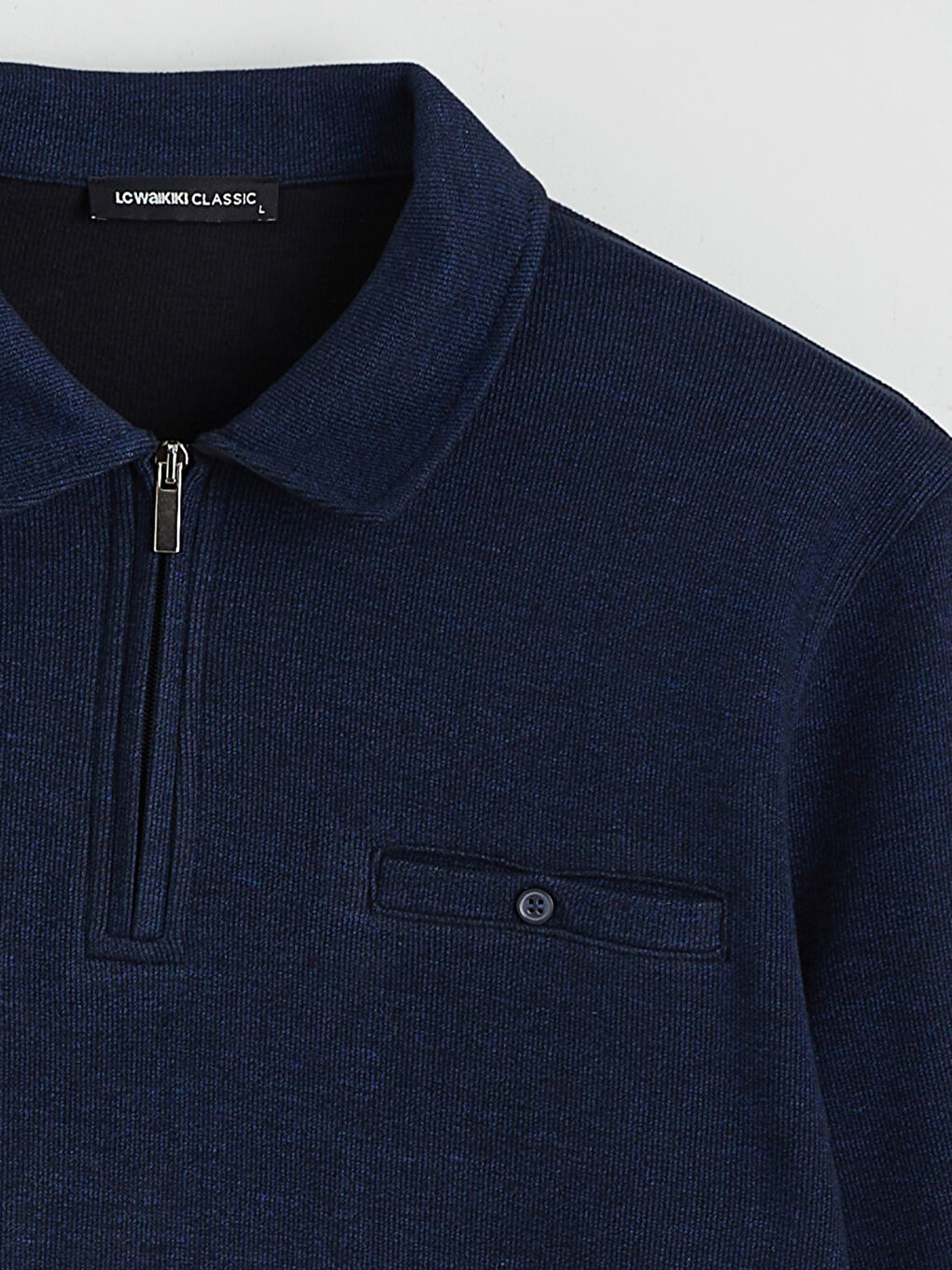 Lacivert Polo Yaka Erkek Sweatshirt-5