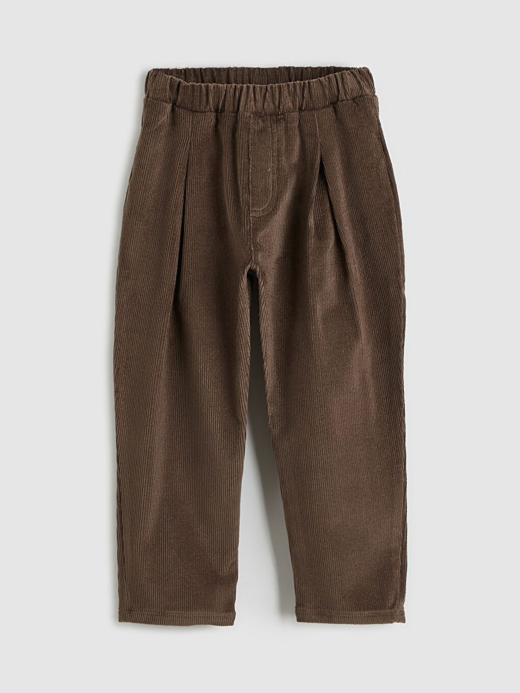 Kahverengi Beli Lastikli Basic Kadife Erkek Bebek Pantolon