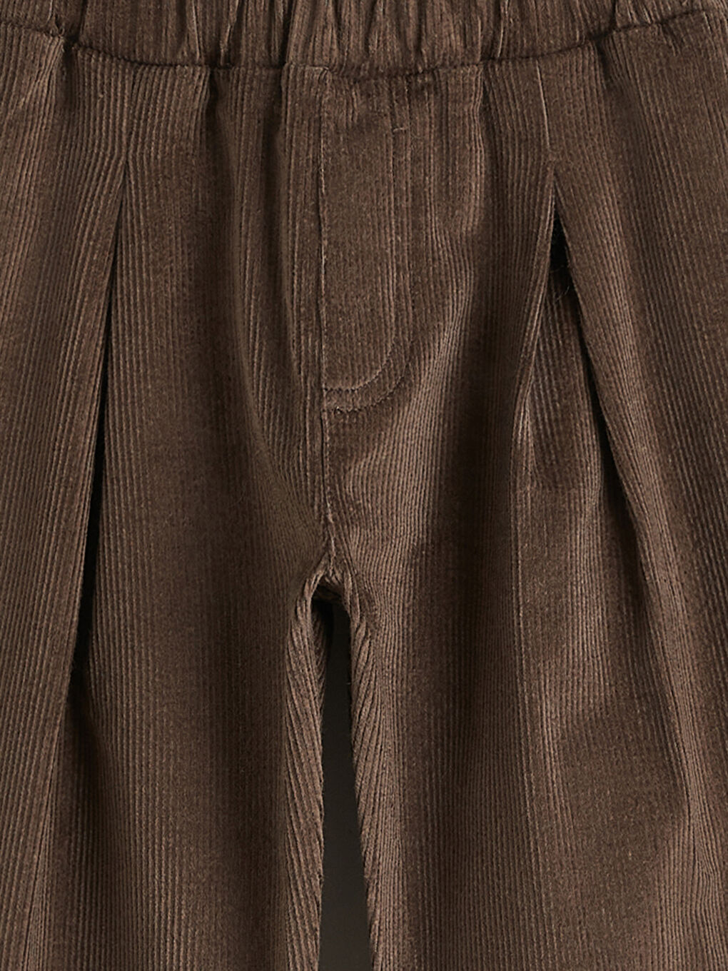 Kahverengi Beli Lastikli Basic Kadife Erkek Bebek Pantolon-2