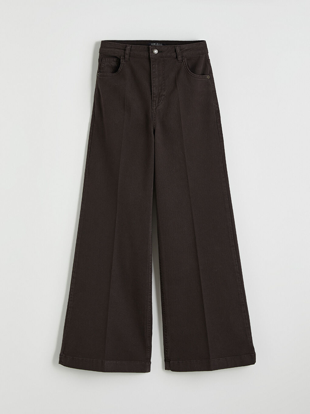 Kahverengi Wideleg Kadın Jean Pantolon-4