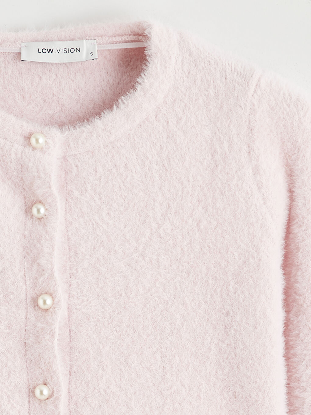 Pembe Bisiklet Yaka Kadın Triko Hırka-1