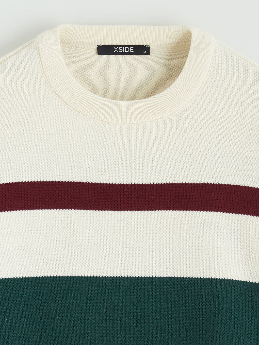 Yeşil Bisiklet Yaka Çizgili Erkek Triko Kazak-5