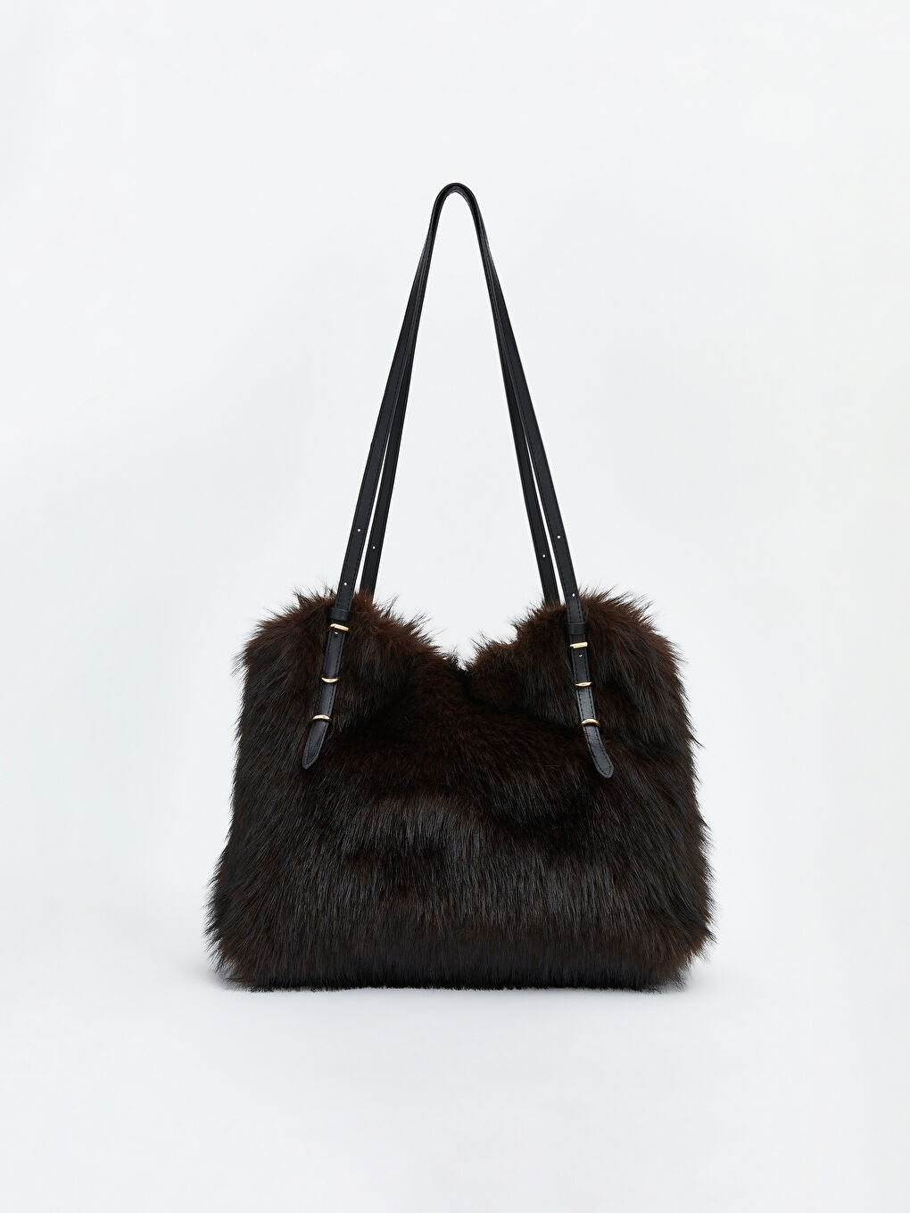 Kahverengi Kürklü Kadın Omuz Çantası-2