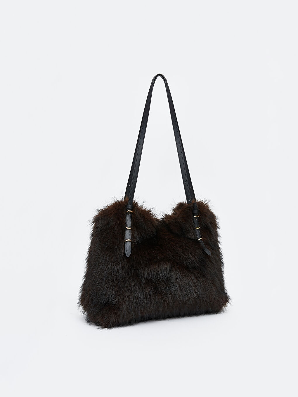 Kahverengi Kürklü Kadın Omuz Çantası-3