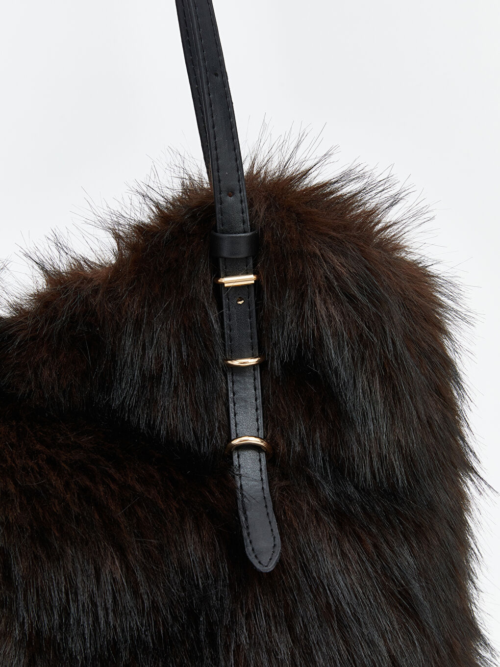 Kahverengi Kürklü Kadın Omuz Çantası-4