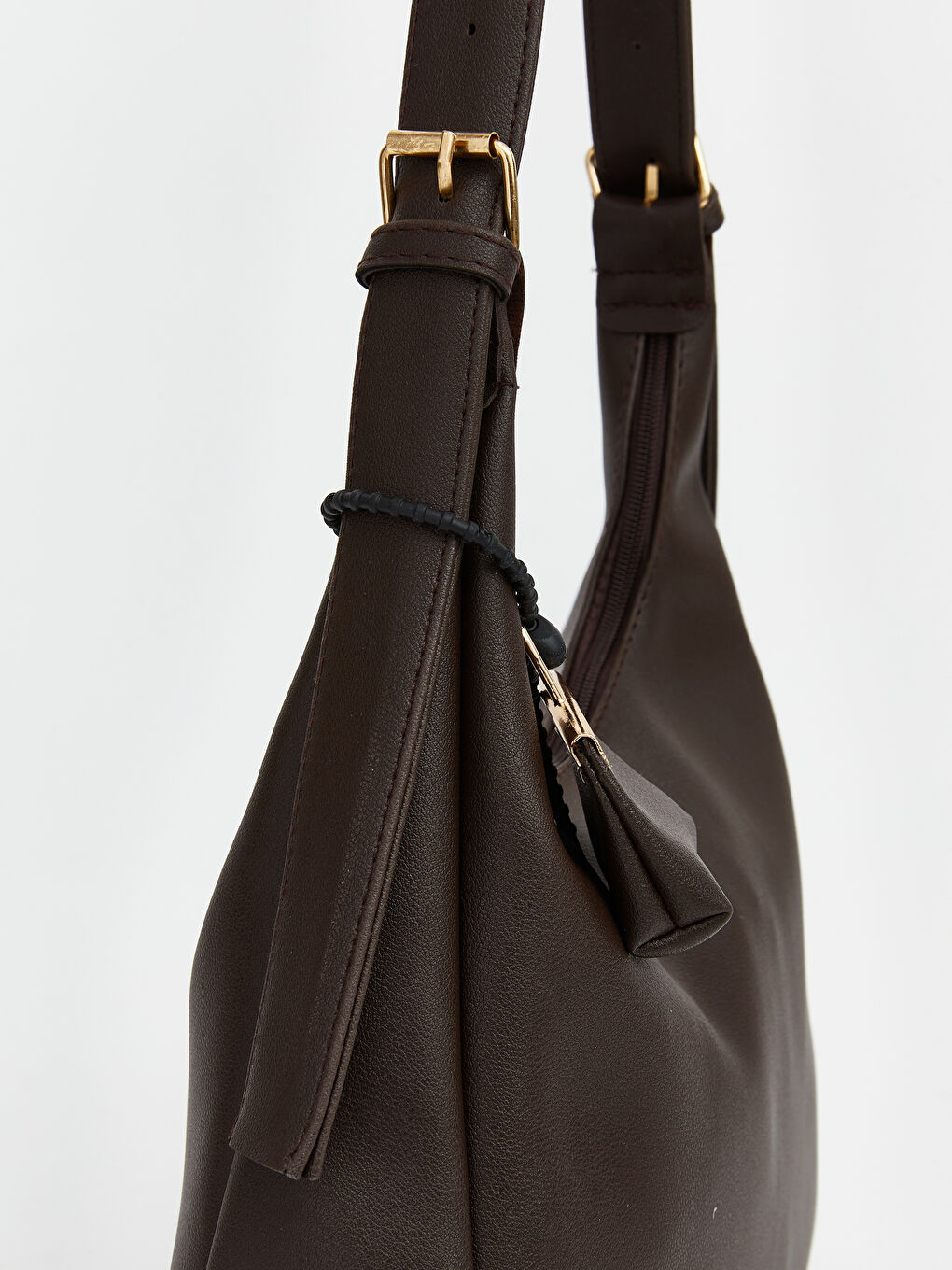 Kahverengi Deri Görünümlü Kadın Moon Çanta-3