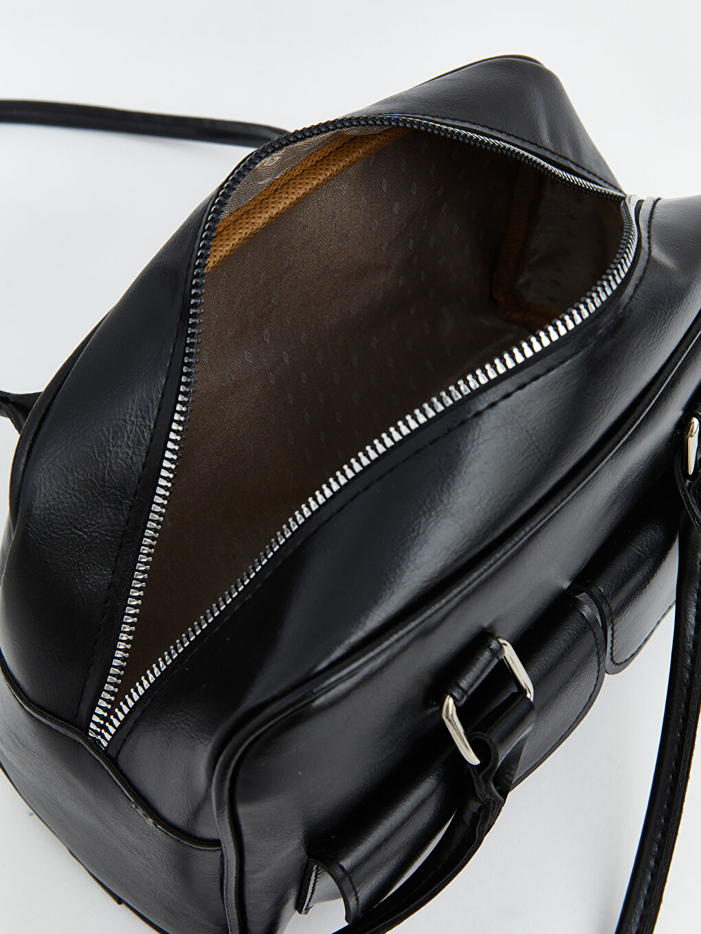 Siyah Deri Görünümlü Kadın Baget Çanta-2