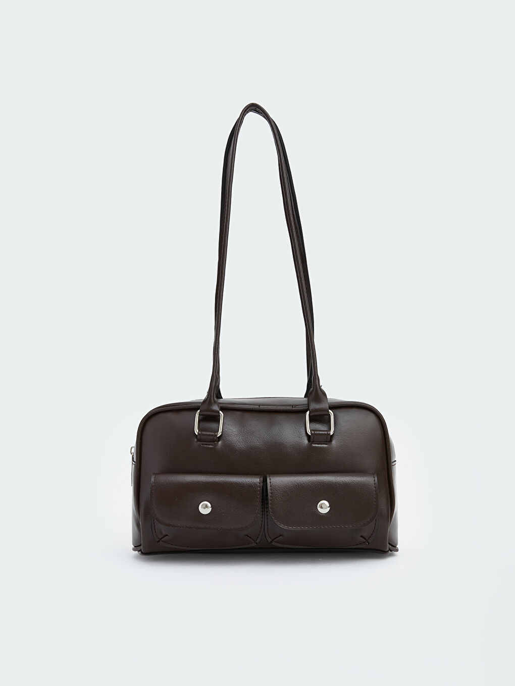 Kahverengi Deri Görünümlü Kadın Baget Çanta