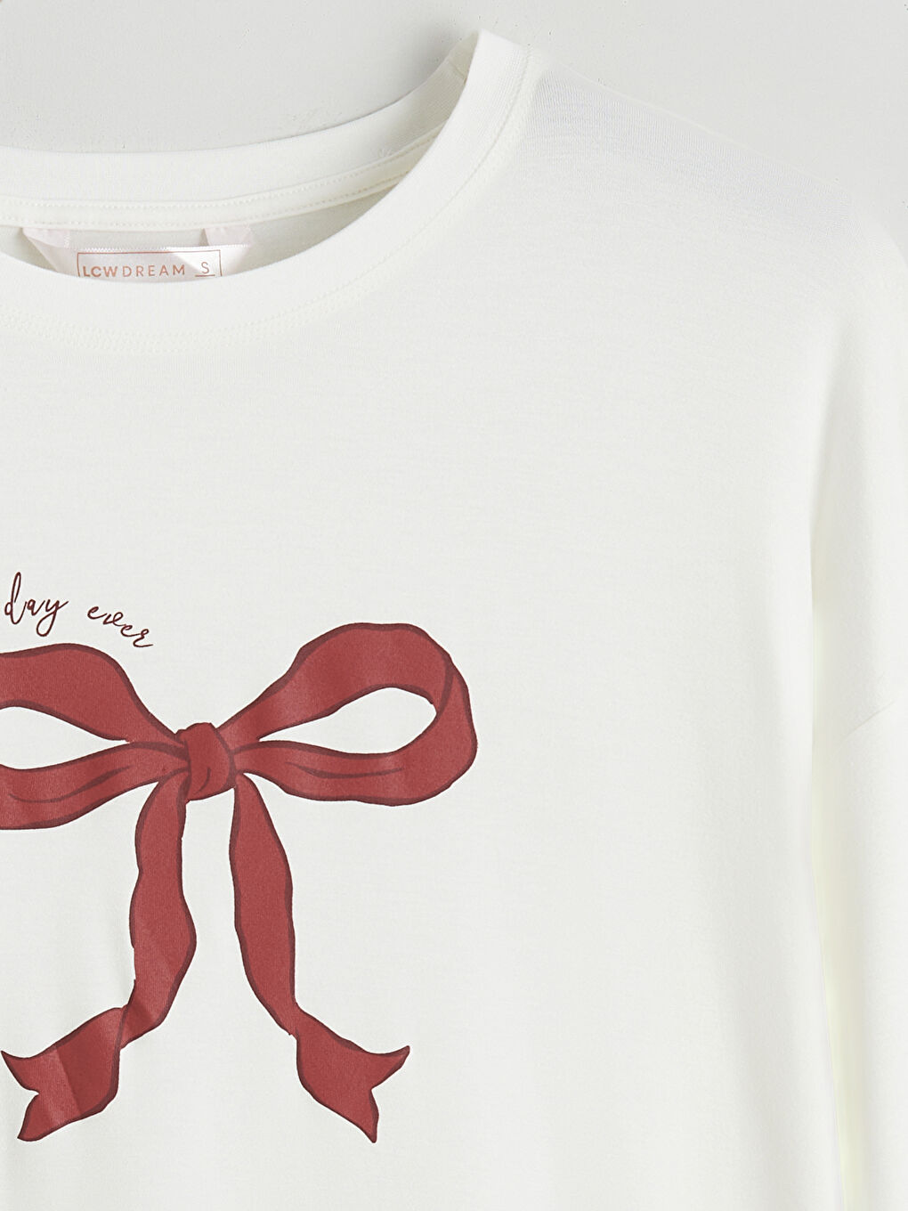 Kırmızı Bisiklet Yaka Fiyonk Baskılı Kadın Pijama Takımı-7