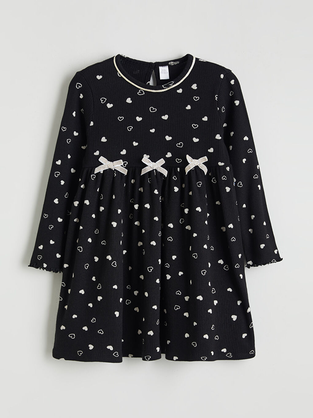 Siyah Fiyonk Detaylı Kız Çocuk Elbise