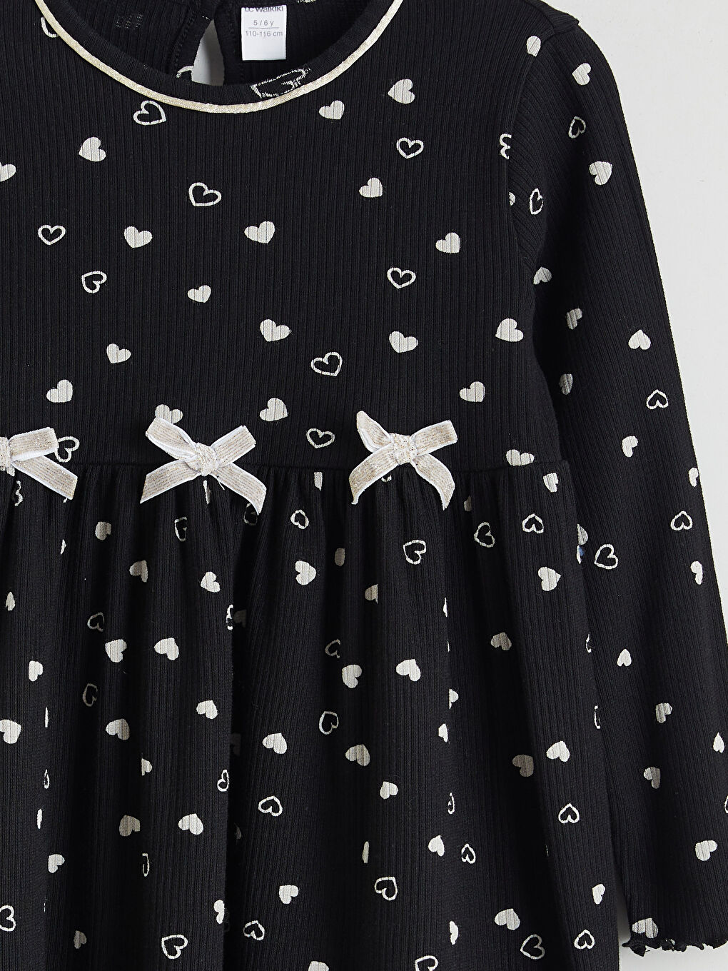 Siyah Fiyonk Detaylı Kız Çocuk Elbise-2