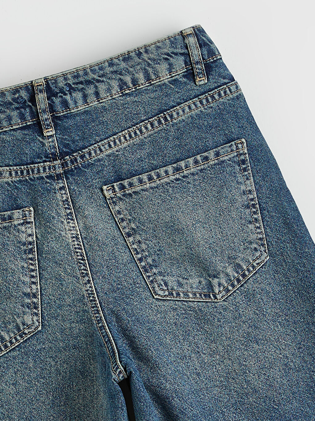 İndigo Barrel Fit Taşlı Kadın Jean Pantolon-5