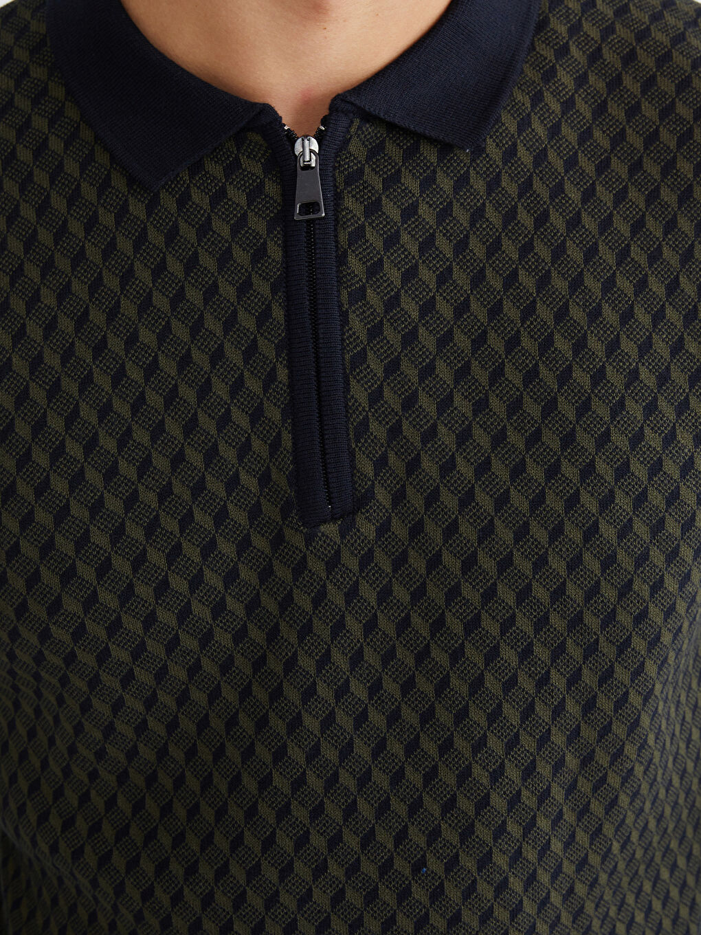 Siyah Polo Yaka Erkek Triko Kazak-2