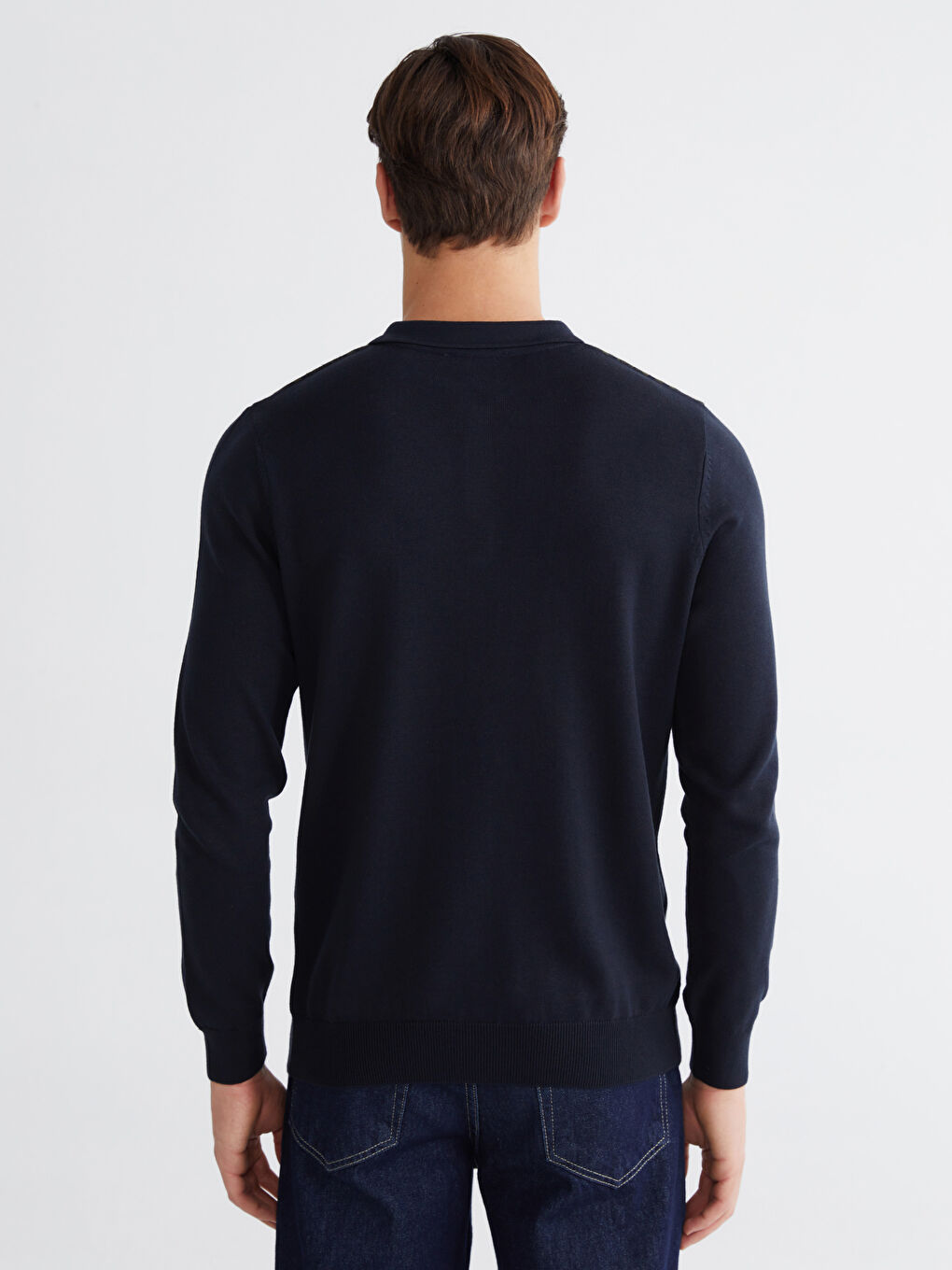 Siyah Polo Yaka Erkek Triko Kazak-3