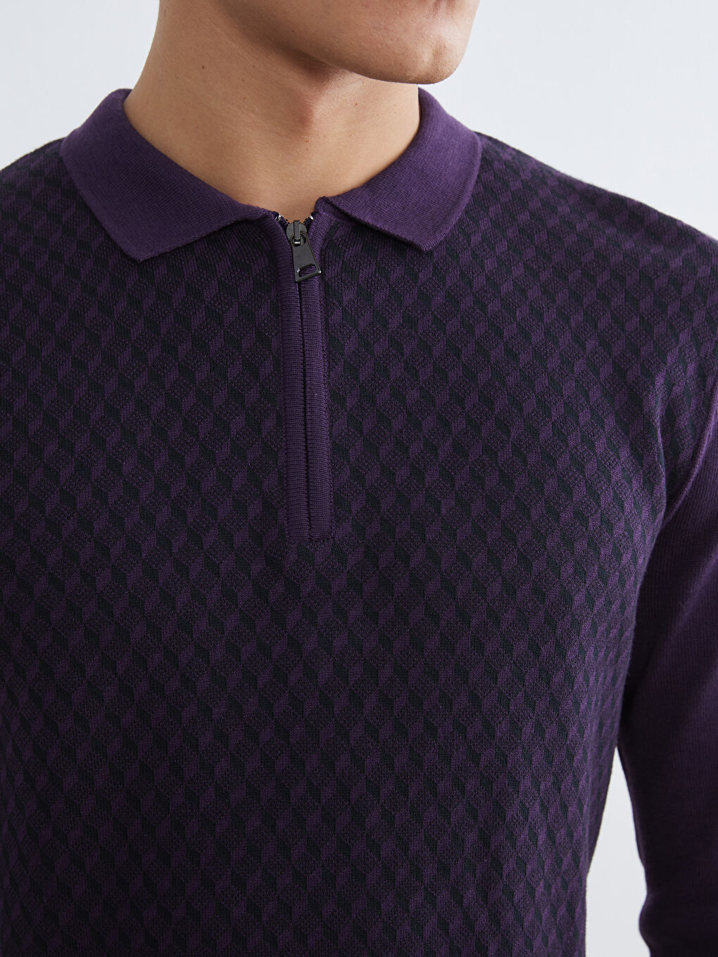 Mürdüm Polo Yaka Erkek Triko Kazak-2