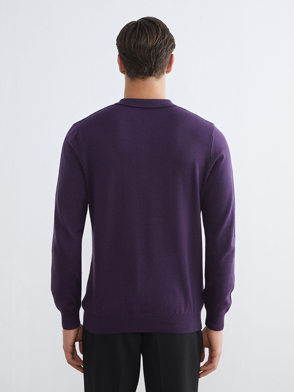 Mürdüm Polo Yaka Erkek Triko Kazak-3