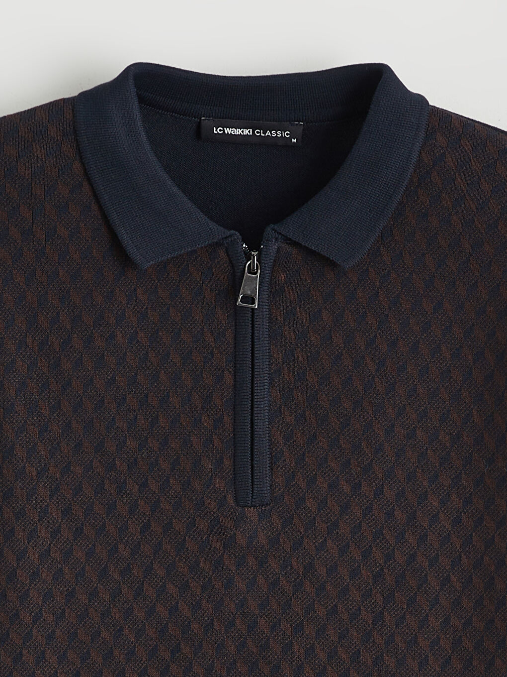 Kahverengi Polo Yaka Erkek Triko Kazak-5