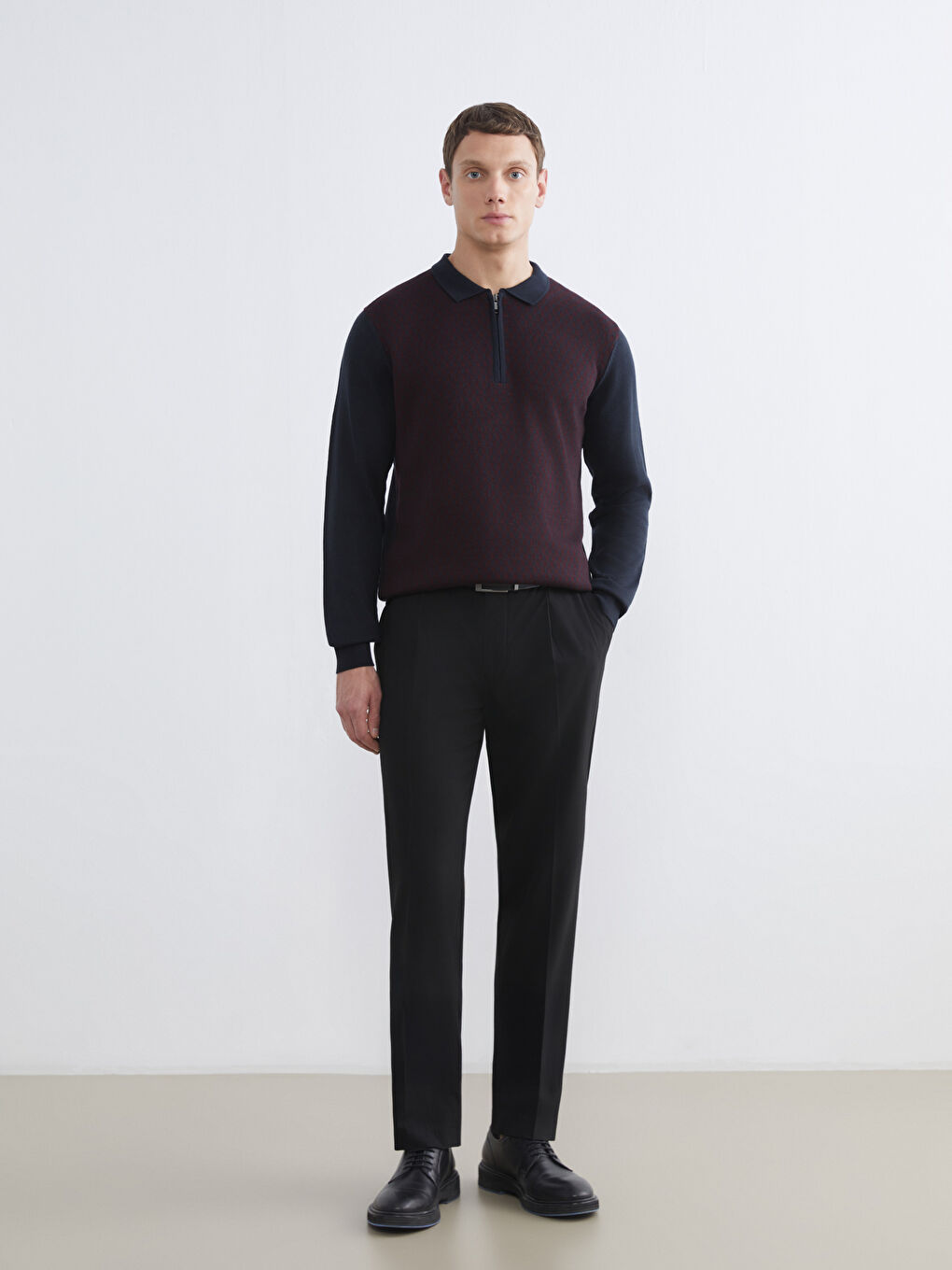 Lacivert Polo Yaka Erkek Triko Kazak-1