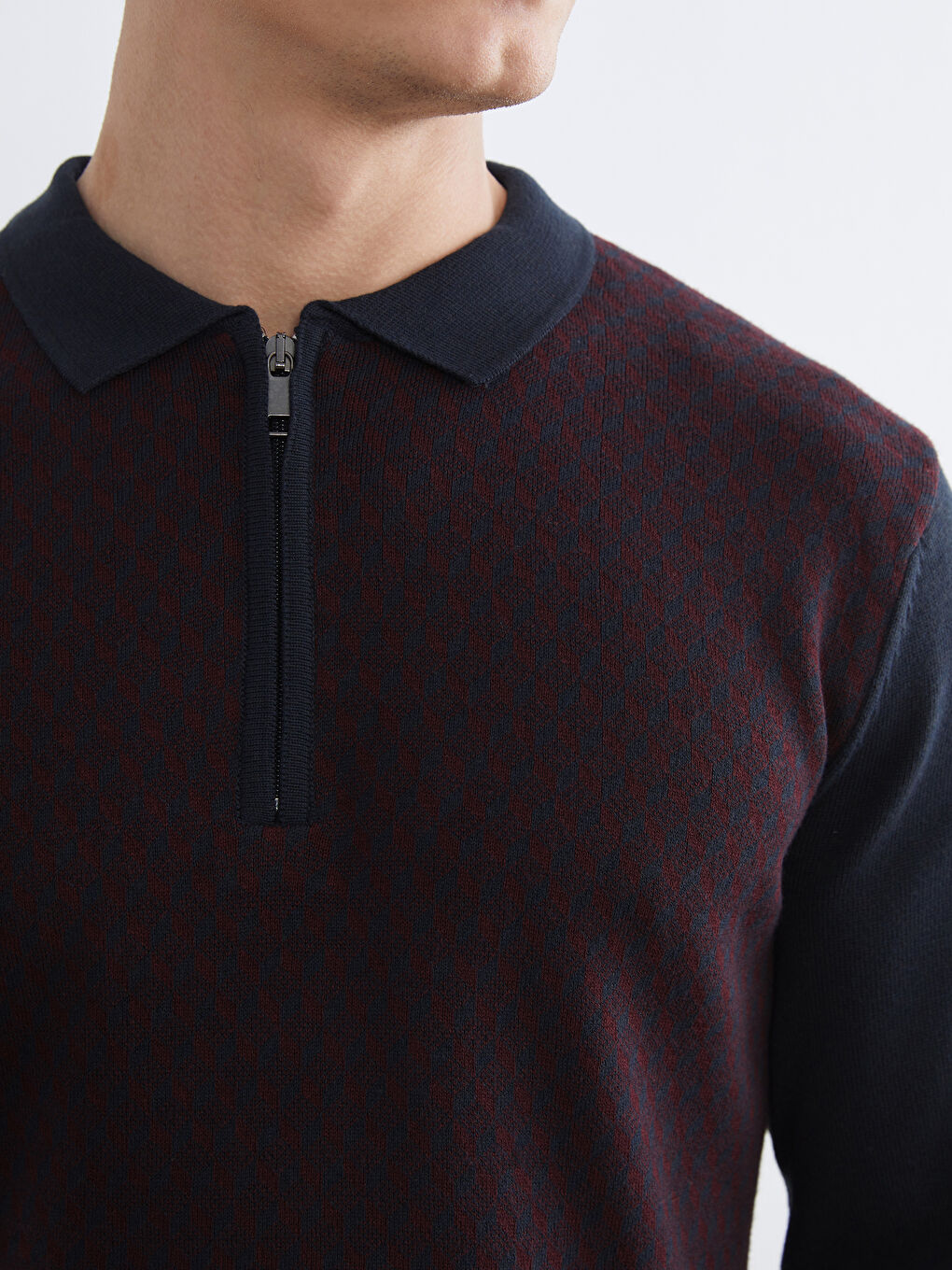 Lacivert Polo Yaka Erkek Triko Kazak-2