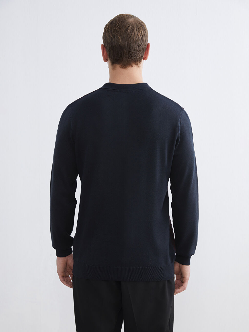 Lacivert Polo Yaka Erkek Triko Kazak-3