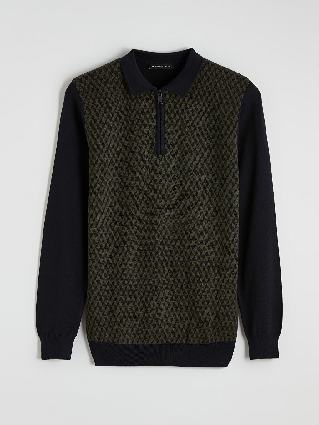 Yeşil Polo Yaka Erkek Triko Kazak-4