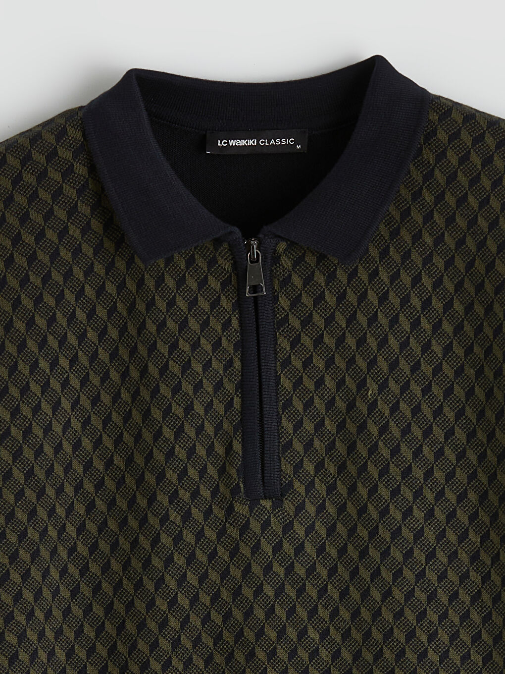 Yeşil Polo Yaka Erkek Triko Kazak-5