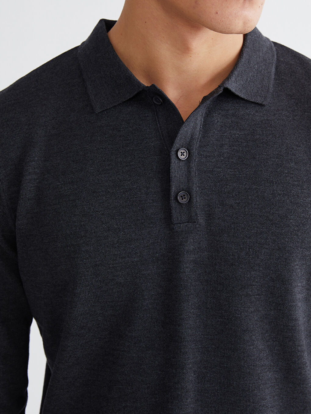 Antrasit Polo Yaka Erkek Triko Kazak-2