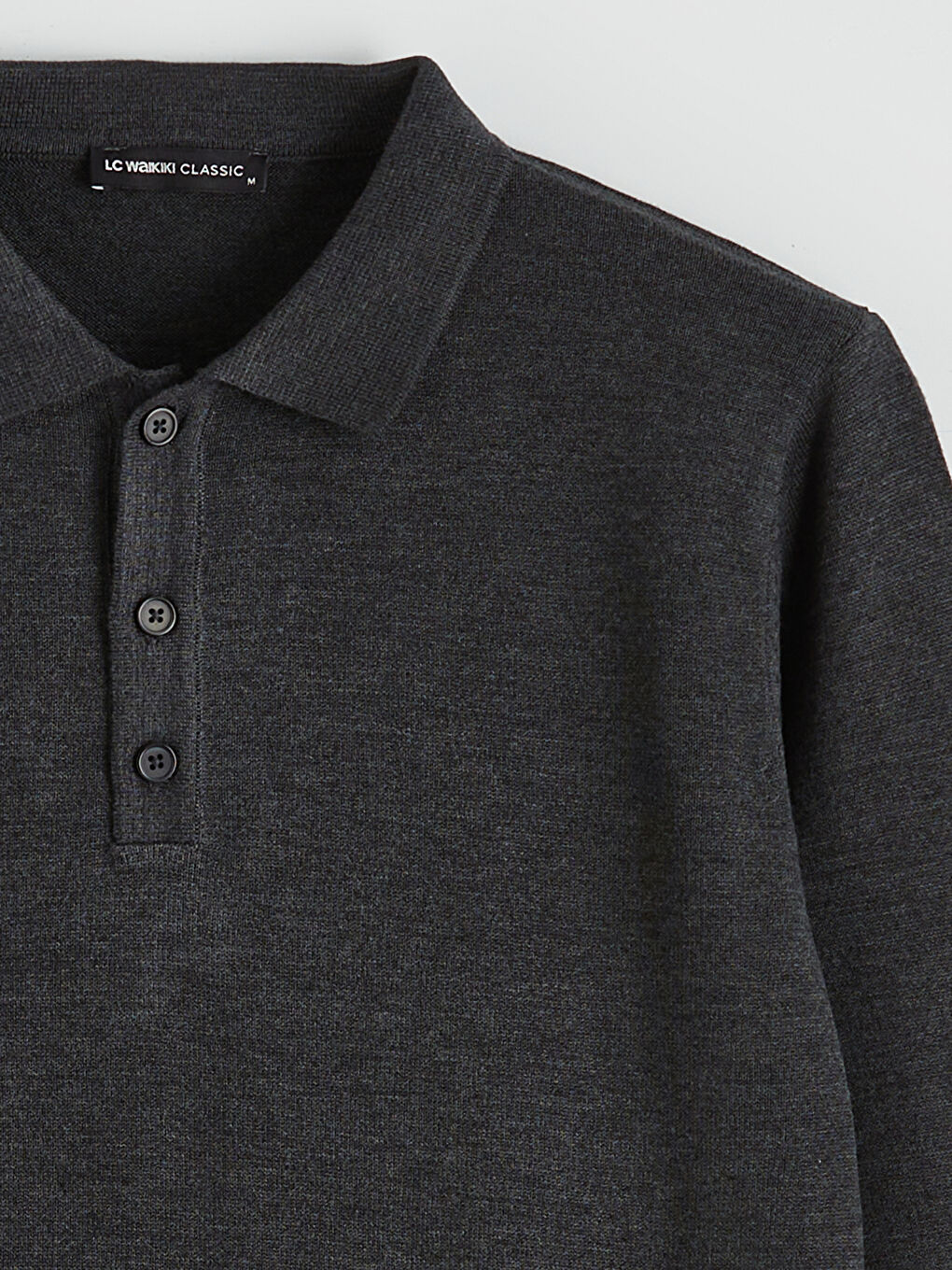 Antrasit Polo Yaka Erkek Triko Kazak-5