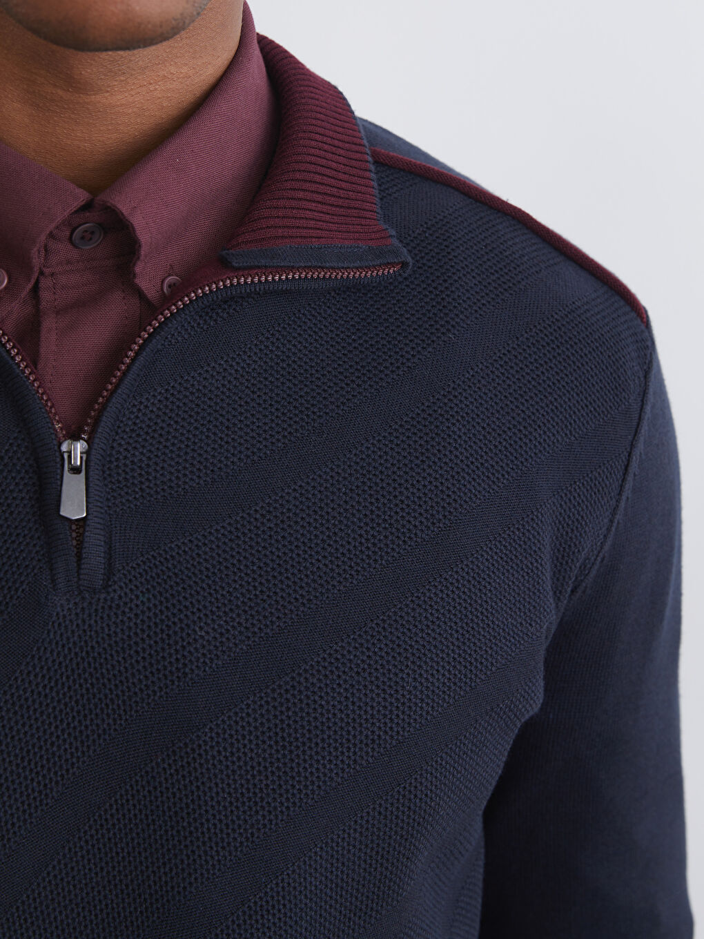 Lacivert Dik Yaka Erkek Triko Kazak-2