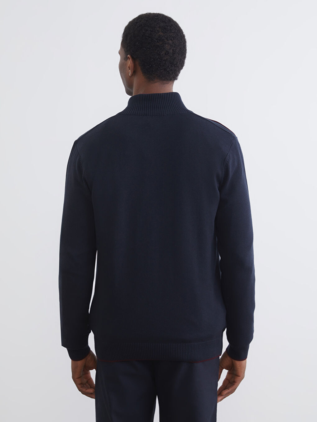 Lacivert Dik Yaka Erkek Triko Kazak-3