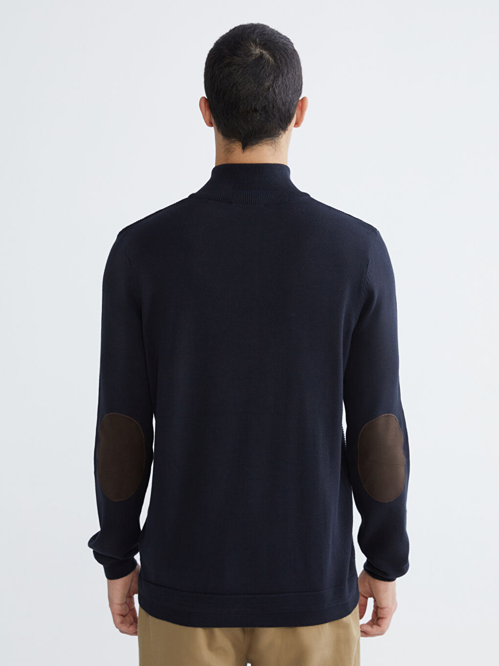 Lacivert Dik Yaka Erkek Triko Kazak-3