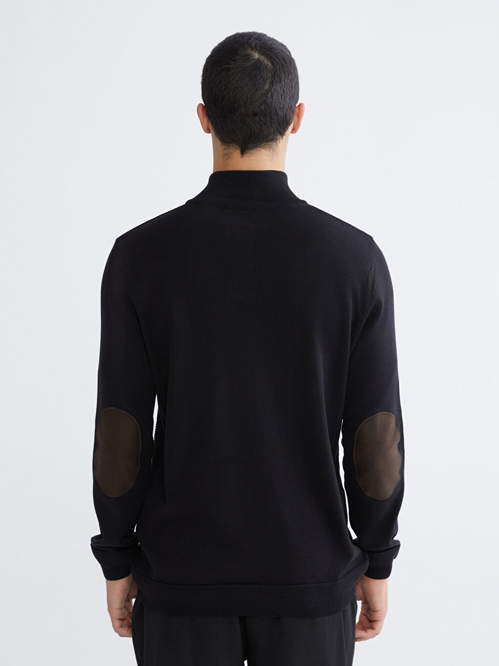 Siyah Dik Yaka Erkek Triko Kazak-4