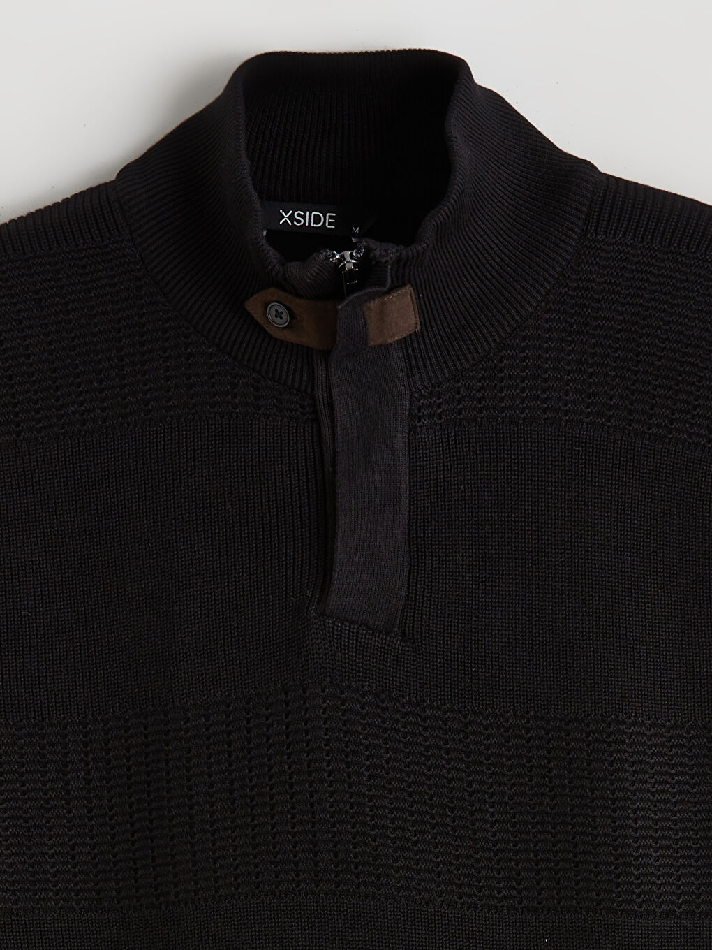 Siyah Dik Yaka Erkek Triko Kazak-6