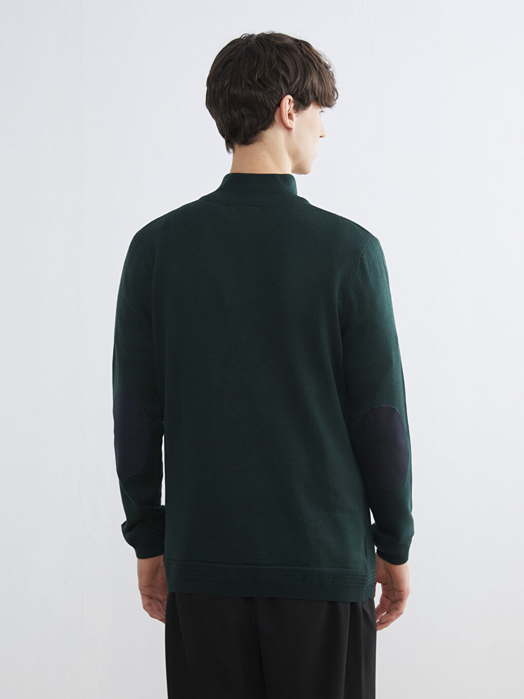 Yeşil Dik Yaka Erkek Triko Kazak-3